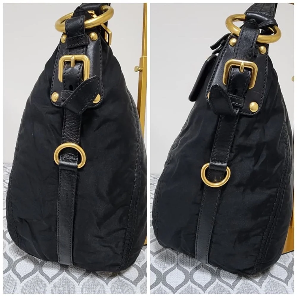 Authentic Prada Tessuto Canapa Nylon Hobo Bag Black